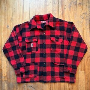 1960s Regent Red Buffalo Plaid Wool Flannel